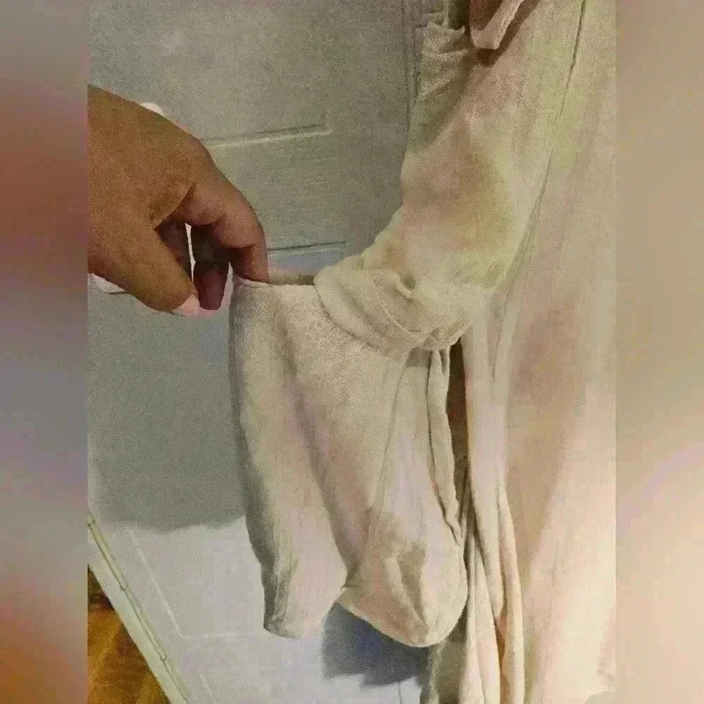 H4 Cream V-neck Sleeveless Midi A-line Dress Size EU 36 US L EUC - Picture 4 of 16